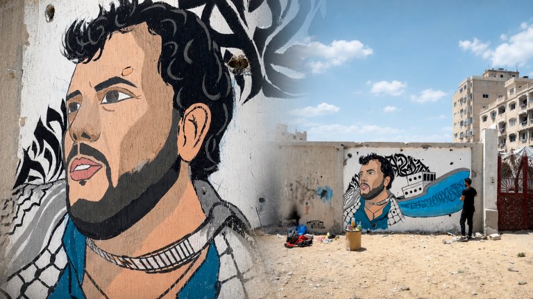 Mural com o brasileiro Thiago Ávila