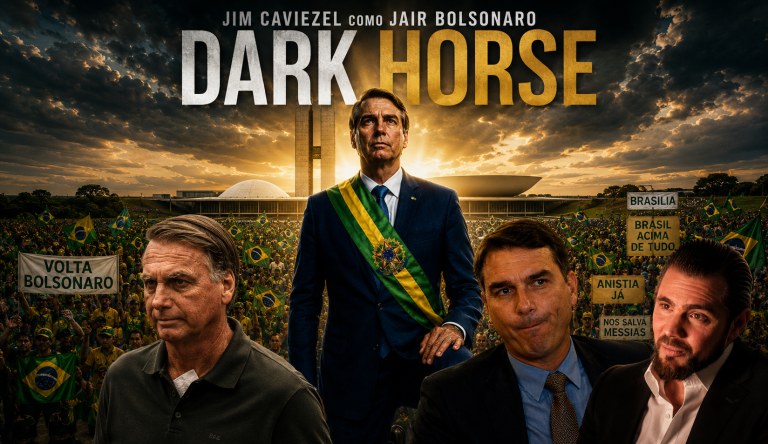 Cartaz do filme Dark Horse- Jair Bolsonaro-Flávio Bolsonaro-Daniel Vorcaro