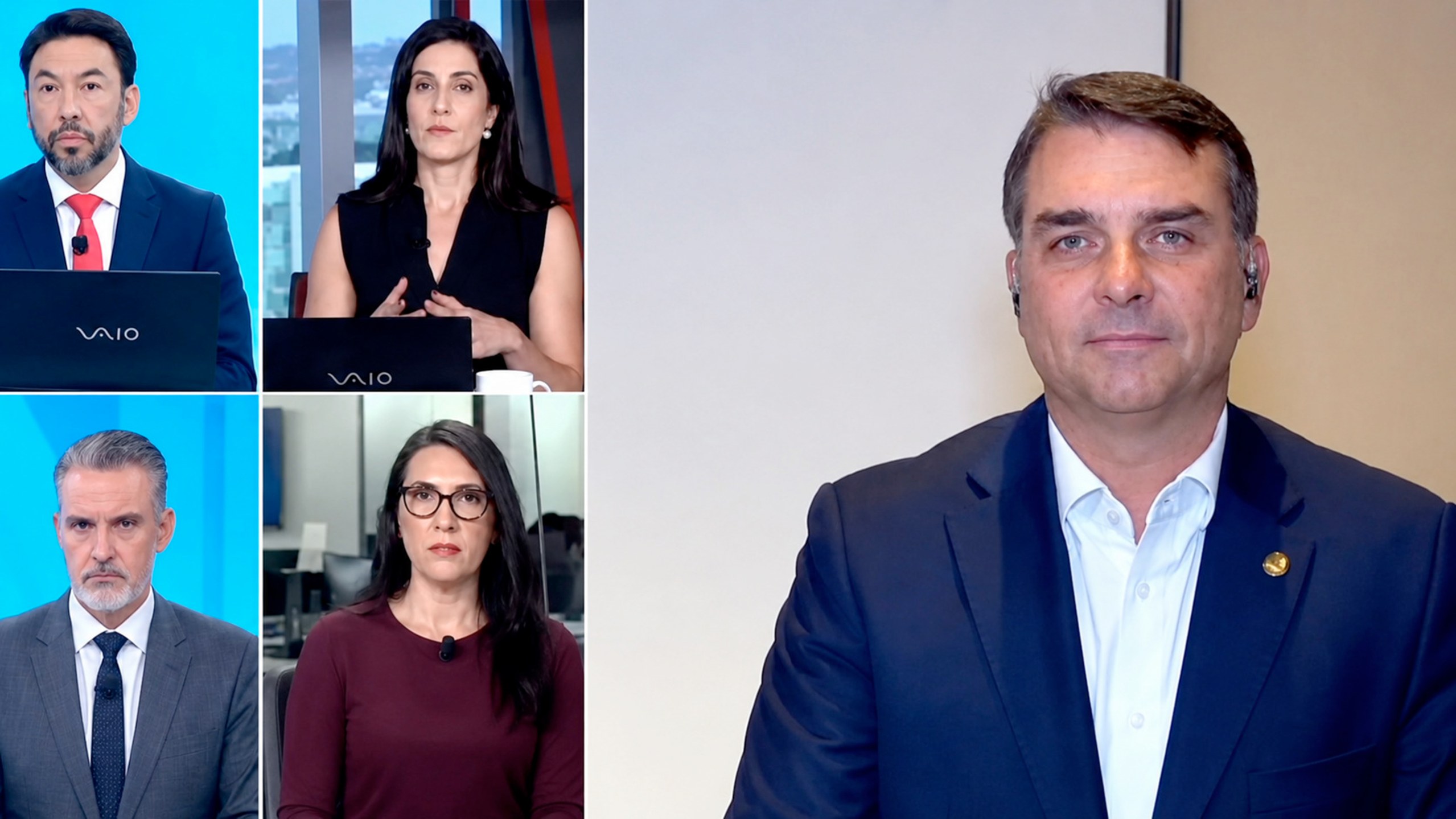 Jornalistas da CNN e Flávio Bolsonaro