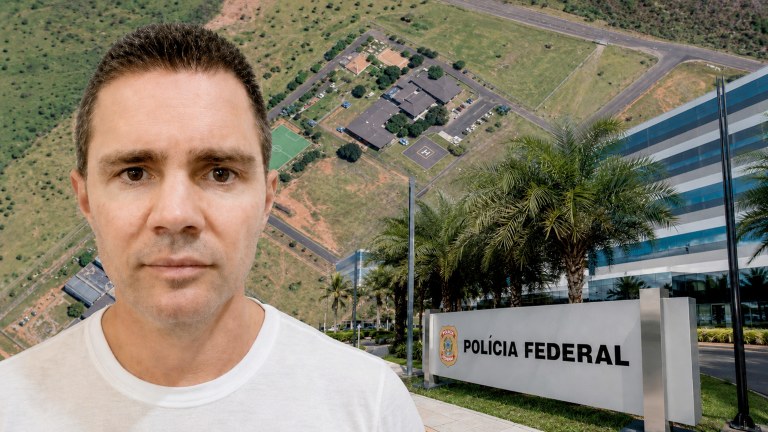 Danmiel Vorcaro, a PF no Distrito Federal e, ao fundo, a Papudinha