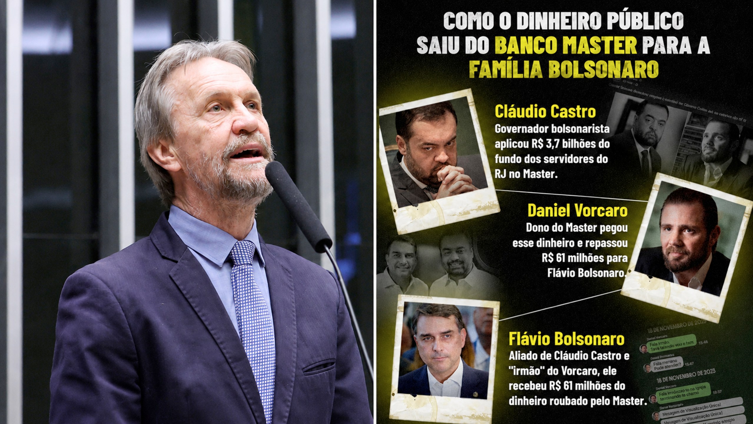 Pedro Uczai e o cartaz postado em rede social