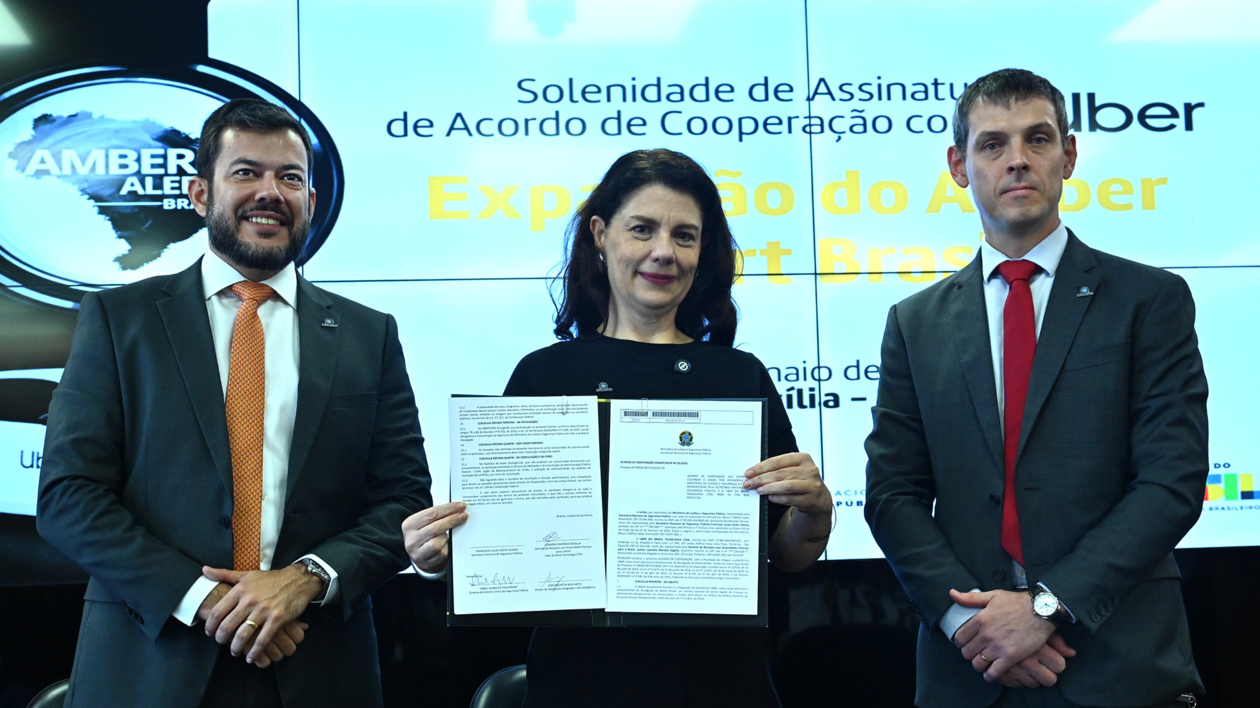 Assinatura de Acordo de Cooperação Técnica entre MJSP e Uber no âmbito do Programa Amber Alert Brasil
