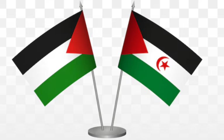 Bandeiras da Palestina e do Saara Ocidental