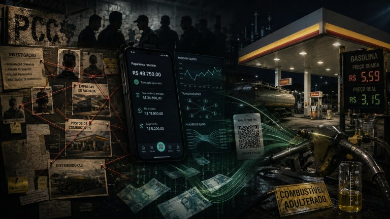 Ilustração relaciona postos de combustíveis e fintechs ao PCC