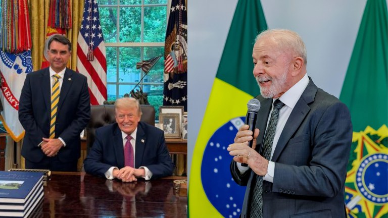 Flávio Bolsonaro, Donald Trump e Lula