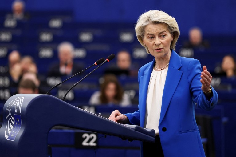 Ursula von der Leyen no Parlamento da UE
 21/1/2026    REUTERS/Yves Herman