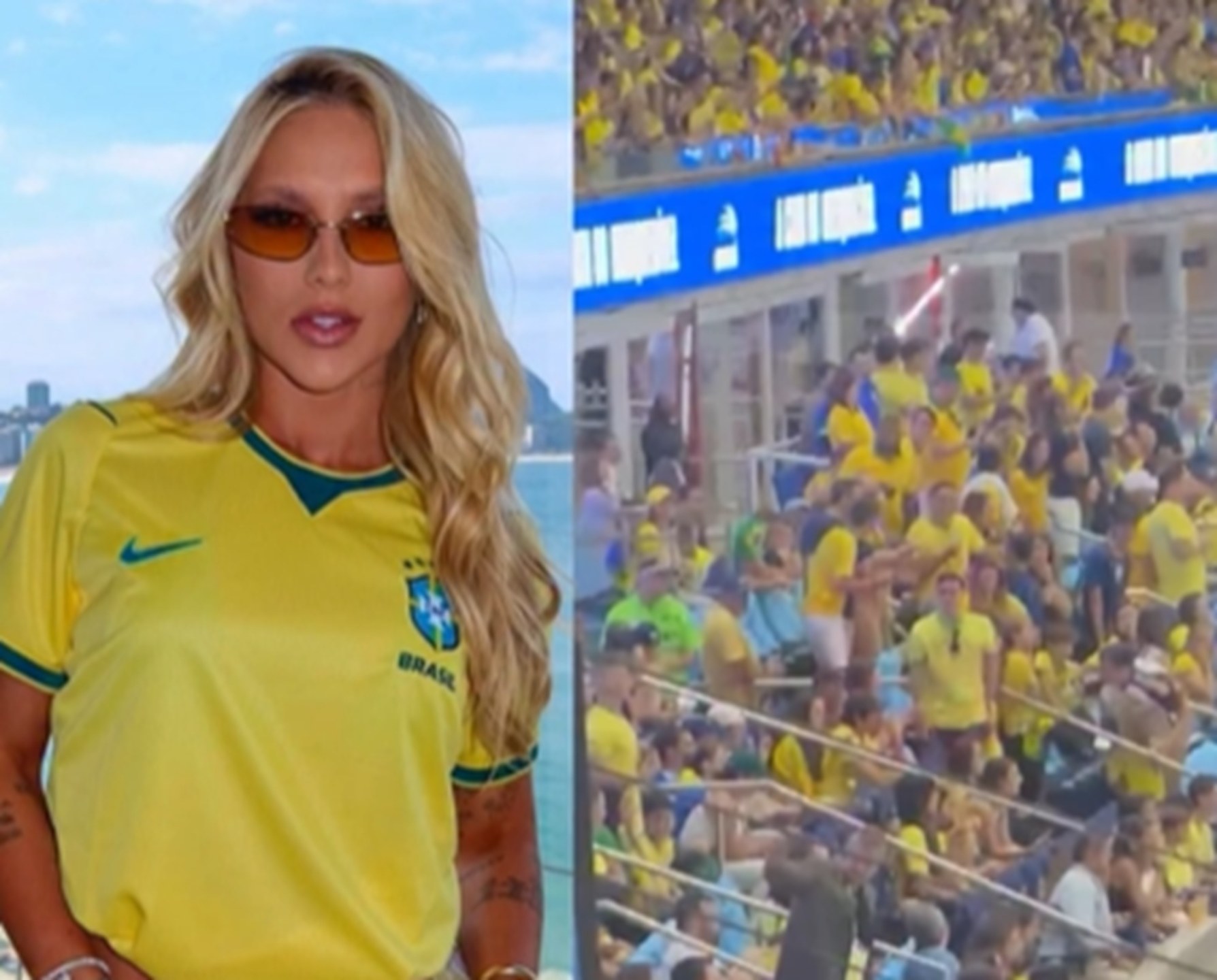 Após Vini Jr. balançar a rede do Maracanã, parte dos cerca de 70 mil torcedores protestaram contra a influenciadora. “Ei, Virginia, vai tomar no c*”, entoaram os torcedores por alguns segundos