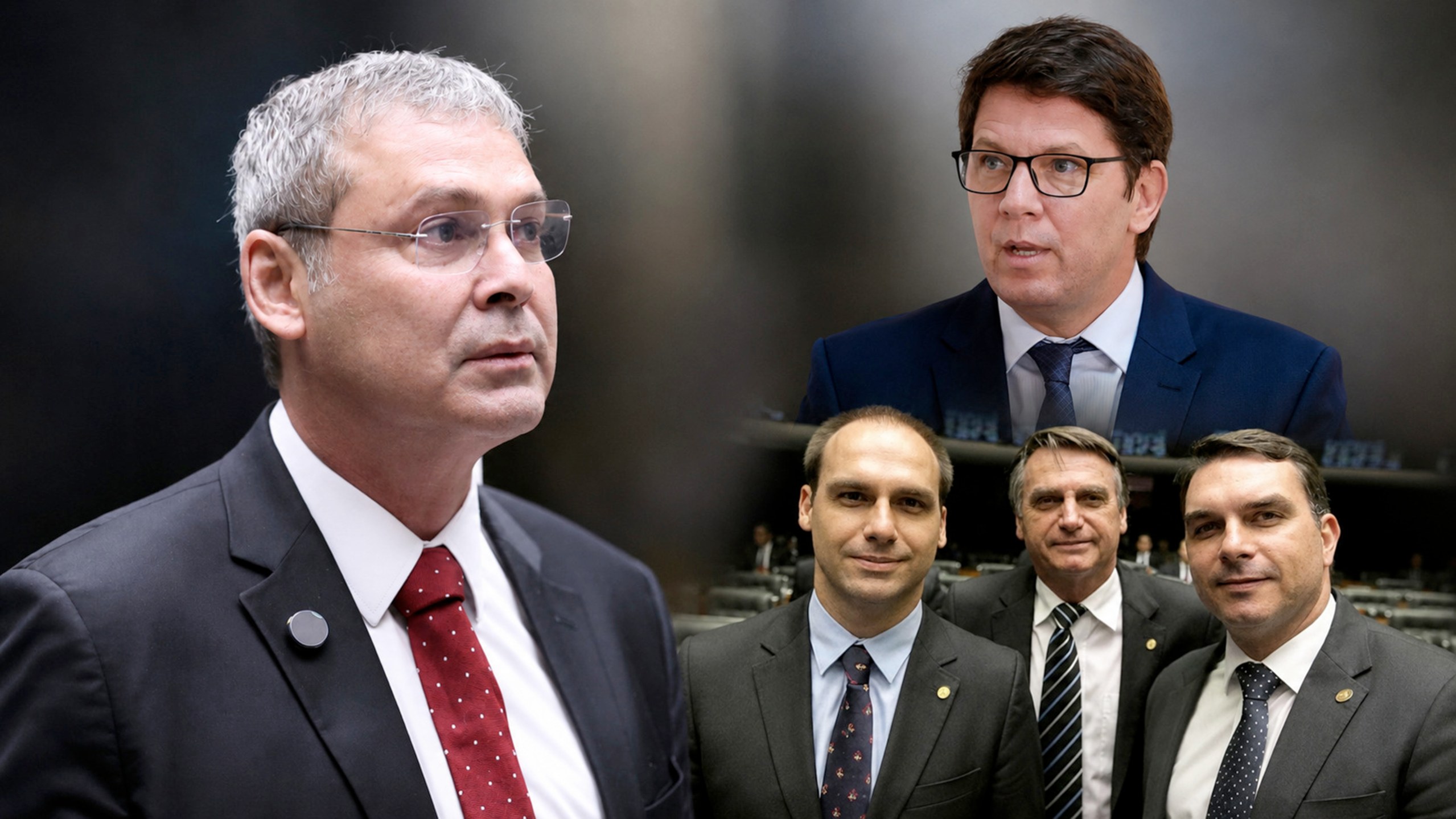 Lindbergh Farias, Mario Frias, Eduardo, Jair e Flávio Bolsonaro