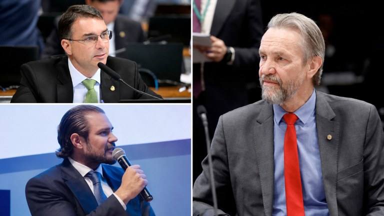 Flávio Bolsonaro, Daniel Vorcaro e Pedro Uczai