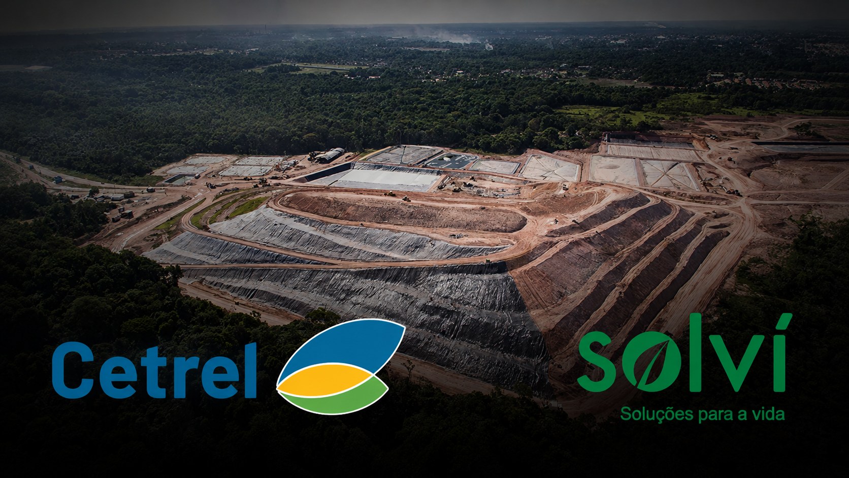Aterro de Marituba e logos da Solví e da Cetrel