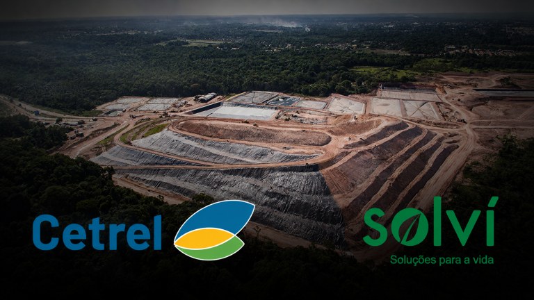 Aterro de Marituba e logos da Solví e da Cetrel