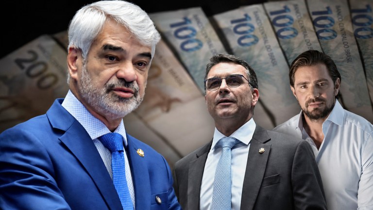 Humberto Costa, Flávio Bolsonaro, Daniel Vorcaro e notas de dinheiro