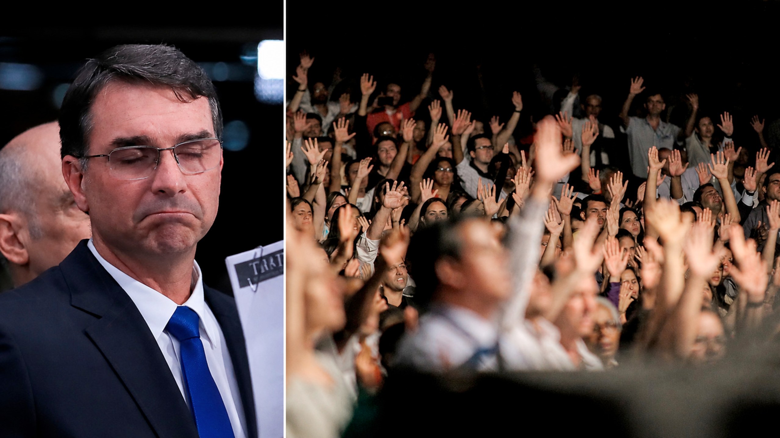 Flávio Bolsonaro e um culto evangélico