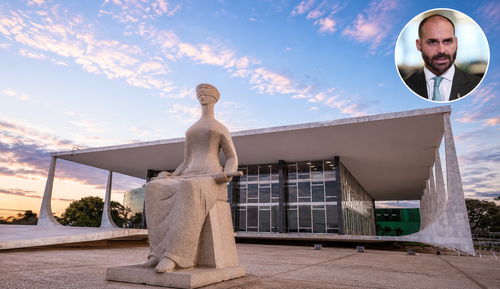 Fachada do STF e o ex-deputado Eduardo Bolsonaro