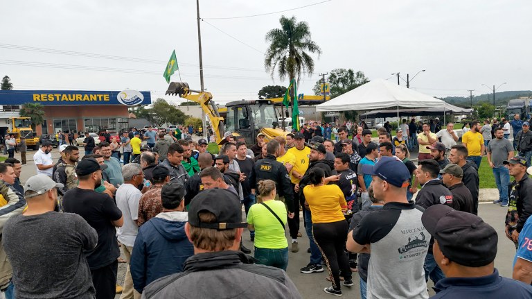 Bloqueio em rodovia de Santa Catarina em outubro de 2022