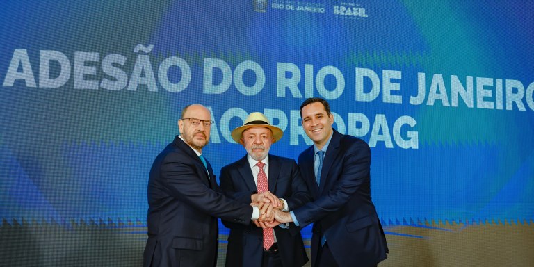 22.06.2026 - Presidente da República, Luiz Inácio Lula da Silva, durante anúncio da adesão do Estado do Rio de Janeiro ao Programa de Pleno Pagamento de Dívidas dos Estados (PROPAG), no Palácio da Guanabara - Rio de Janeiro - RJ. Foto: Ricardo Stuckert / PR