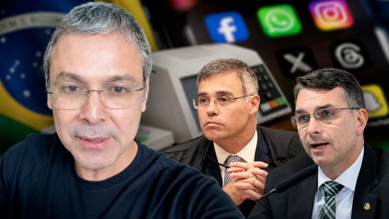 Lindbergh Farias, André Mendonça, Flávio Bolsonaro, urna eletrônica e redes sociais