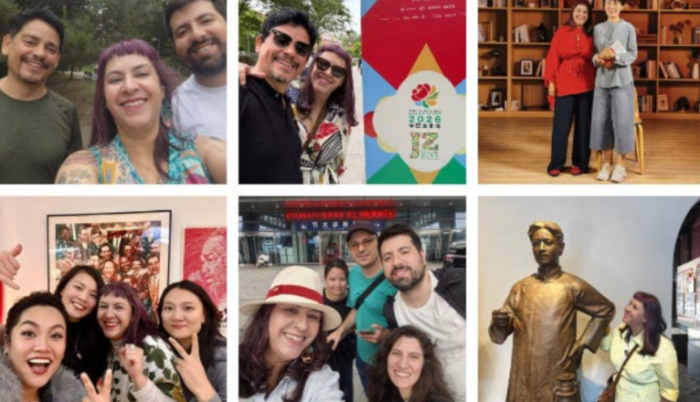 Iara Vidal e amigos na China