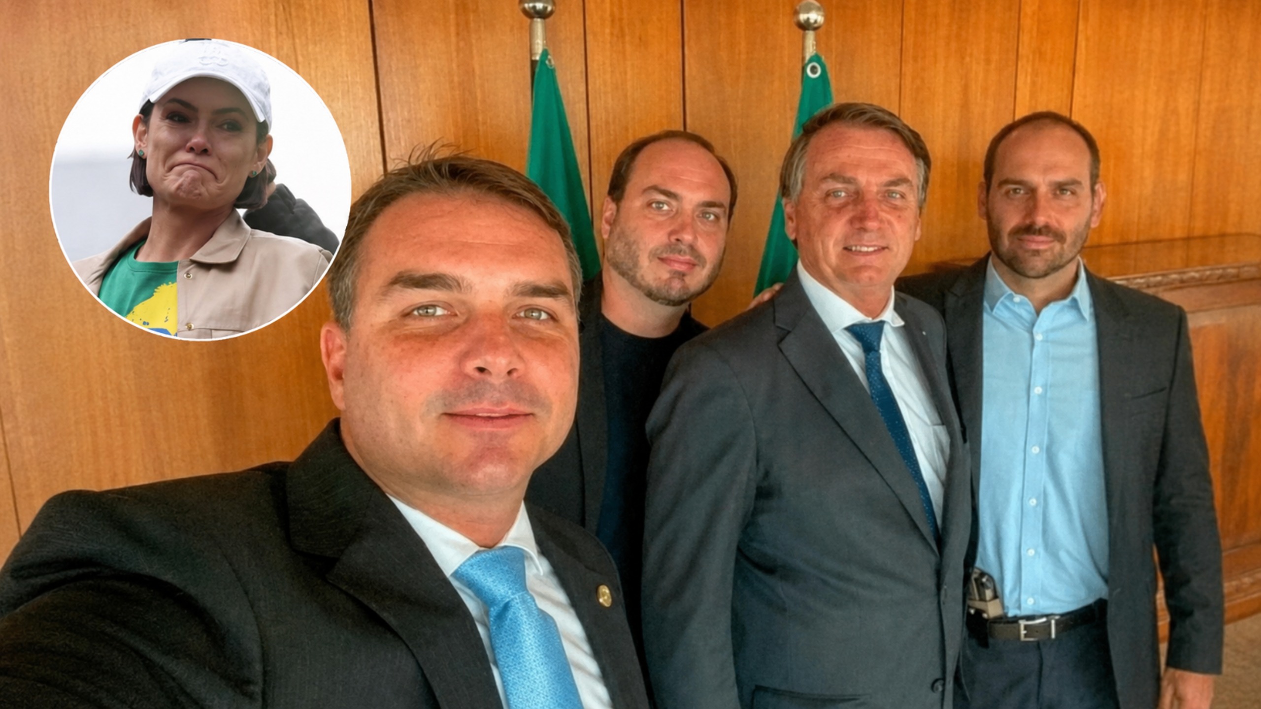 Flávio, Eduardo e Carlos Bolsonaro querem reação de Jair após vídeo de Michelle