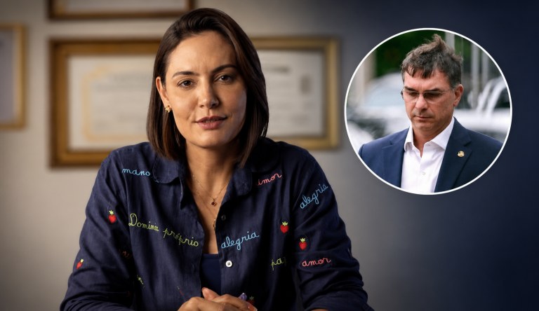 Michelle Bolsonaro e senador Flávio Bolsonaro