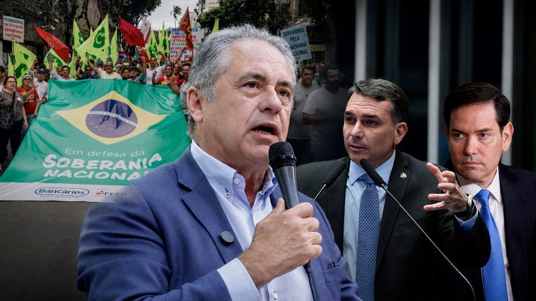 Carlos Zarattini, Flávio Bolsonaro, Marco Rubio e um ato contra tentativa de interferência dos EUA no Brasil