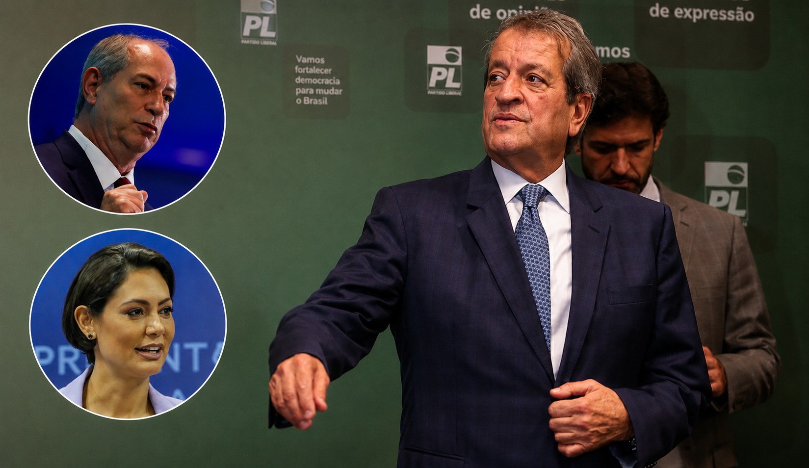 Ciro Gomes, Michelle Bolsonaro e Valdemar Costa Neto