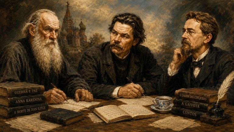Representação de Liev Tolstói, Máximo Górki e Anton Tchékhov