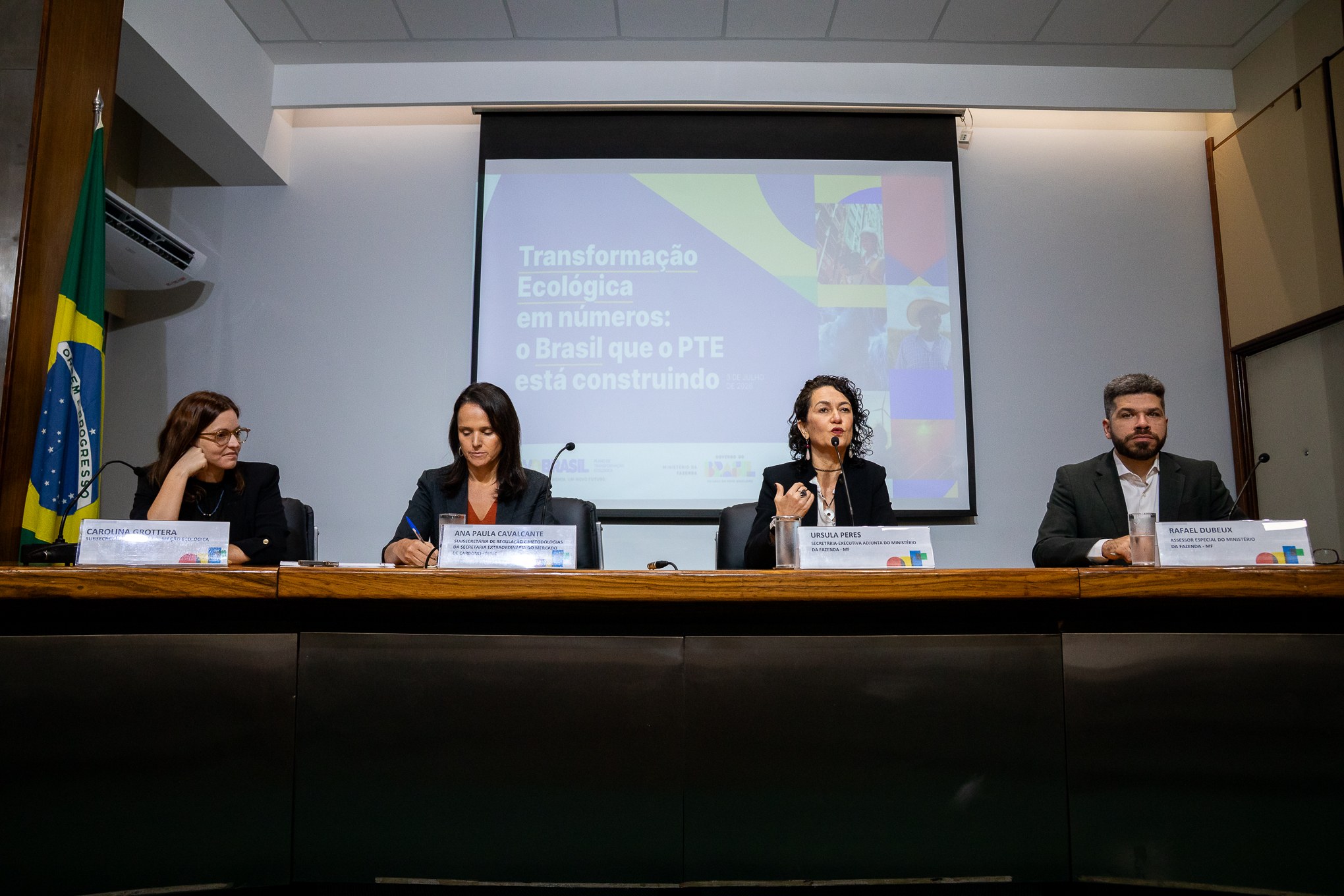 Apresentação de dados sobre o Plano de Transição Ecológica (PTE) no Ministério da Fazenda
