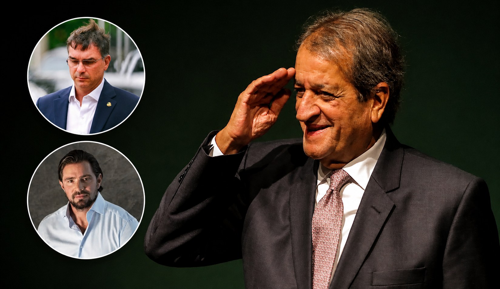 Valdemar Costa Neto, senador Flávio Bolsonaro e Daniel Vorcaro