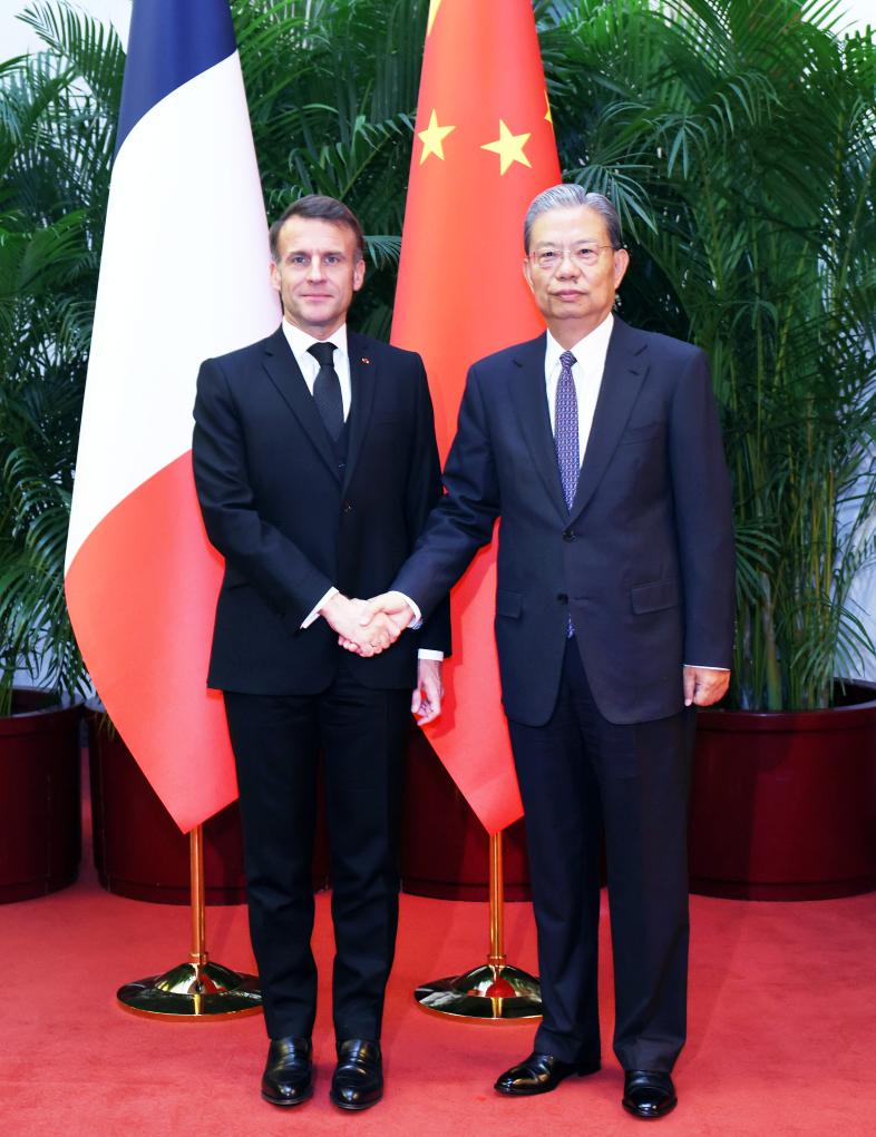 Chefe do Legislativo chinês reúne-se com presidente francês