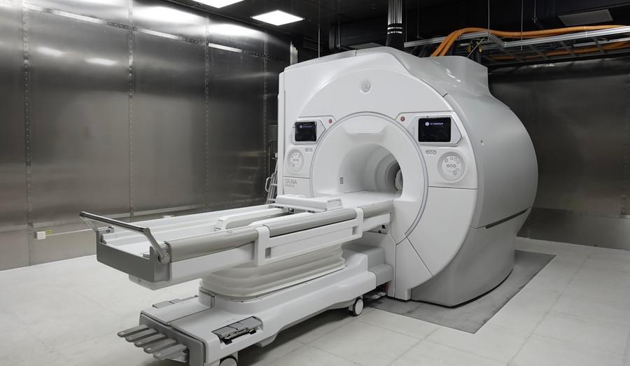 Foto de 15 de dezembro de 2025 mostra equipamentos médicos no Centro de Pesquisa e Desenvolvimento (P&D) da Sede do Hemisfério Oriental de Ressonância Magnética (RM), na cidade de Tianjin, norte da China. (Foto de Hu Zhenze/Xinhua)