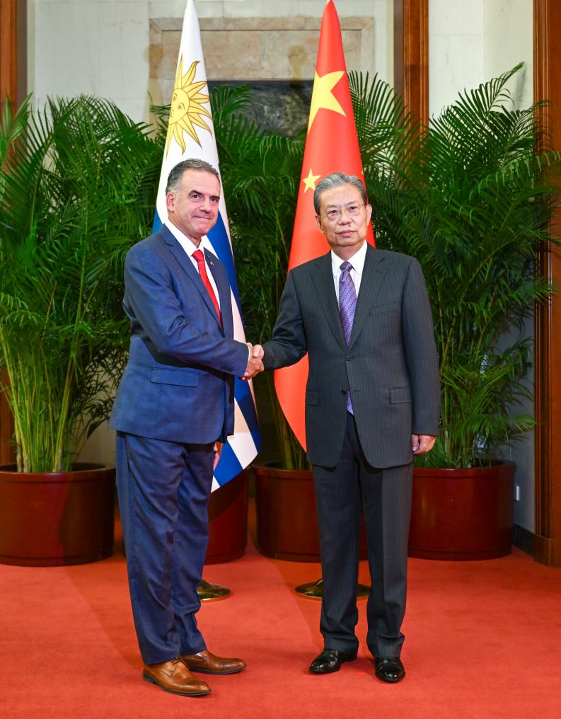 Mais alto legislador da China reúne-se com presidente uruguaio